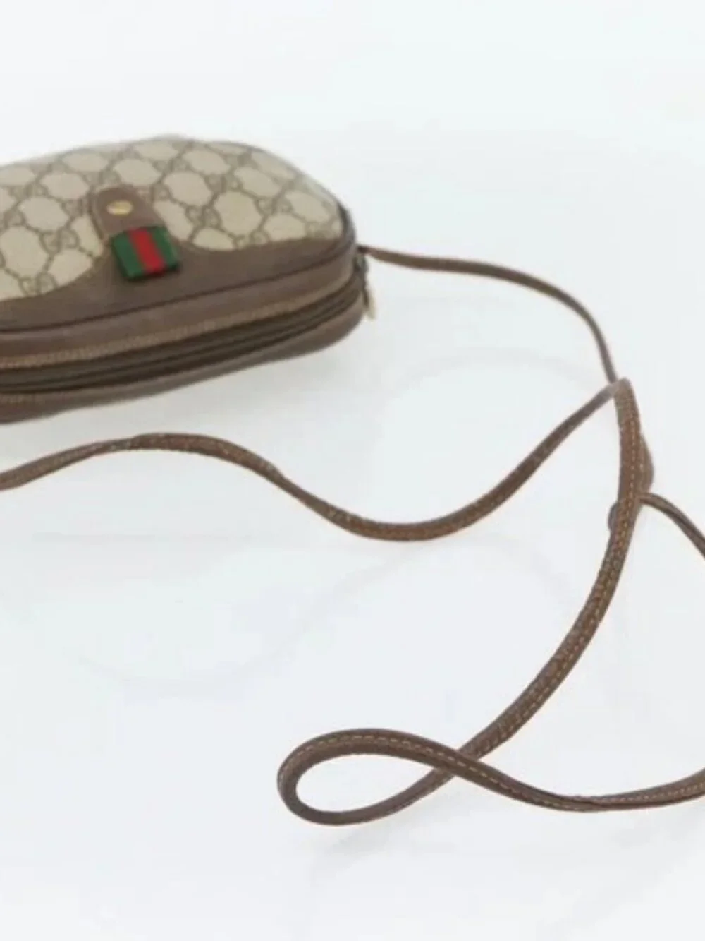 GUCCI GG Supreme Web Sherry Line Bag PVC Beige Gold 156 02 066 Auth 171266 - Picture 6 of 16